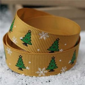Go Grosgrain - Christmas Trees Gold/Green